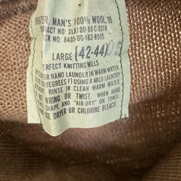 Perfect Knitting Mills Men’s Military 100% Wool Sweater Size L